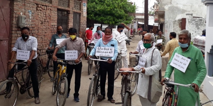 जीवाश्म ईंधन पर निर्भरता कम करने हेतु सोशलिस्ट पार्टी (इंडिया) की लखनऊ में साइकिल रैली